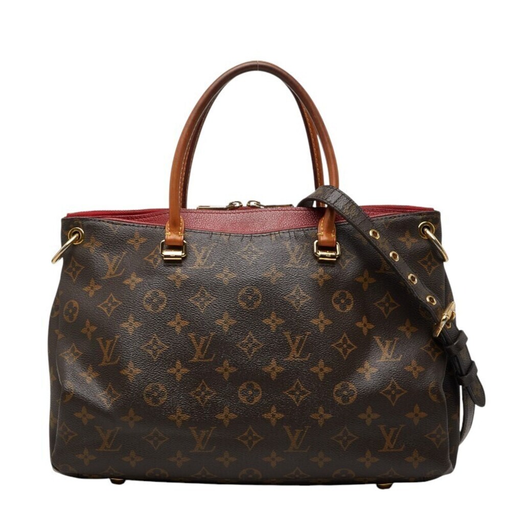 Louis Vuitton Monogram Pallas 2way Shoulder Bag Brown Red Leather